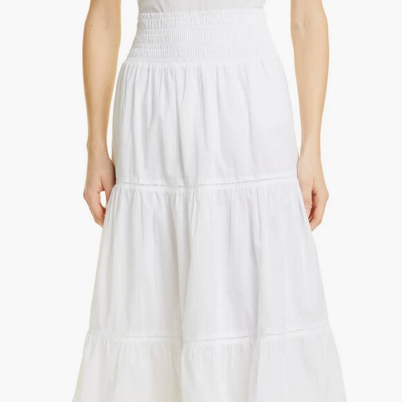 NWT $188 RAILS Edina Tiered Midi Cotton Bright White Skirt Size M - Picture 2 of 4